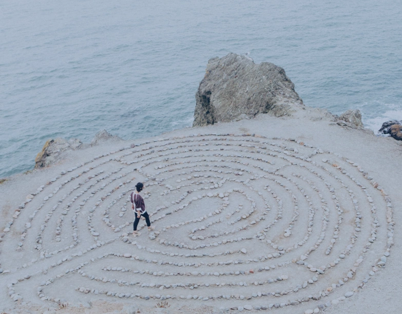 blue tinted sand maze